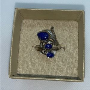 🦋Blue Lapis Sterling Silver 3-Stone Ring🦋